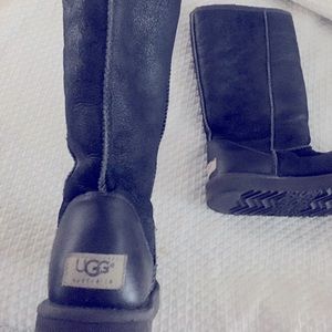 Metallic gray tall uggs